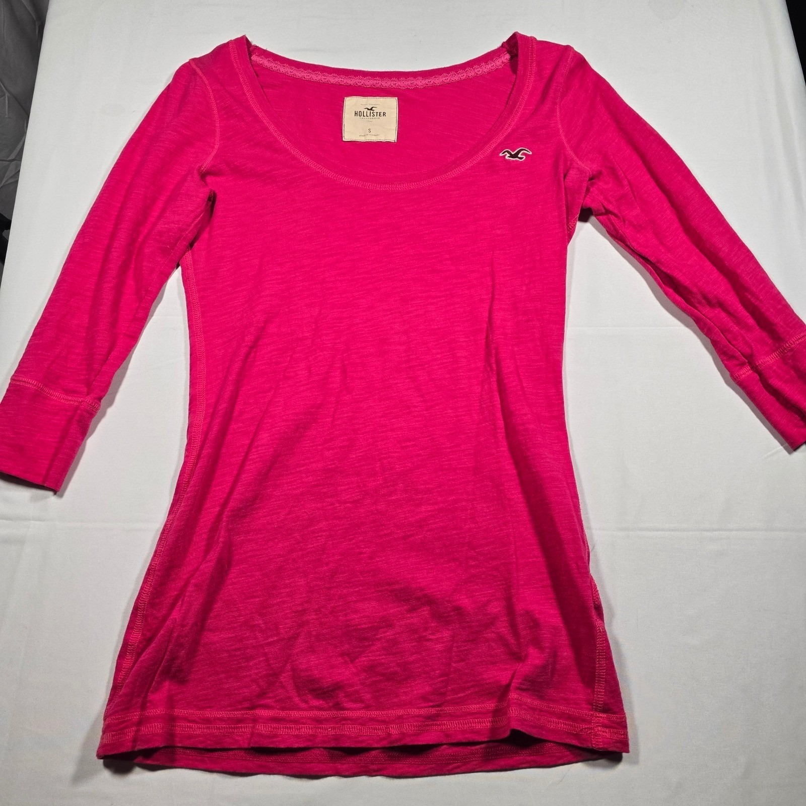 Y2k Hollister Womens Hot Pink Layer Bella Swan Scoop 3/4 Sleeve Shirt Size S